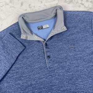 Callaway Sweater Mens M Blue 1/4‎ Snap Button Closure Pullover Sweatshirt Golf